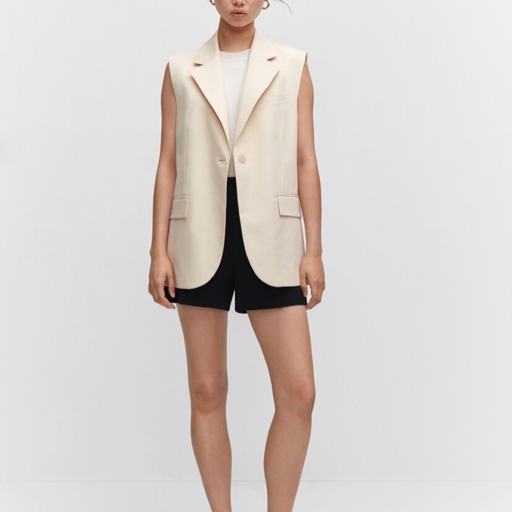 Mango long vest cream color size small